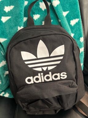 adidas Black Mini Backpack with White Trefoil